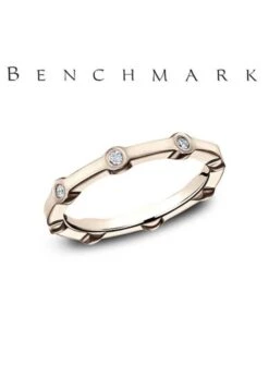 14k Rose Gold Dia .16ctw 3mm 2pts Bamboo Ring - Size 7