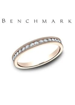 14kR Dia .32ctw 3mm Channel Milg Ring Halfway Round - Size 7