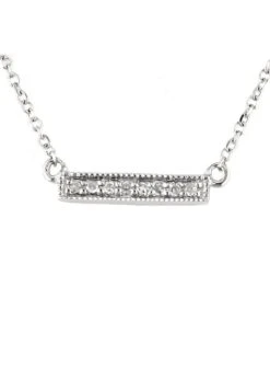 14kW Dia .02ctw 16-18'' Pave Dia Bar Necklace