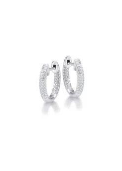 14kW Dia .25 Ctw 1/2” Small Pave Diamond Huggie Earrings