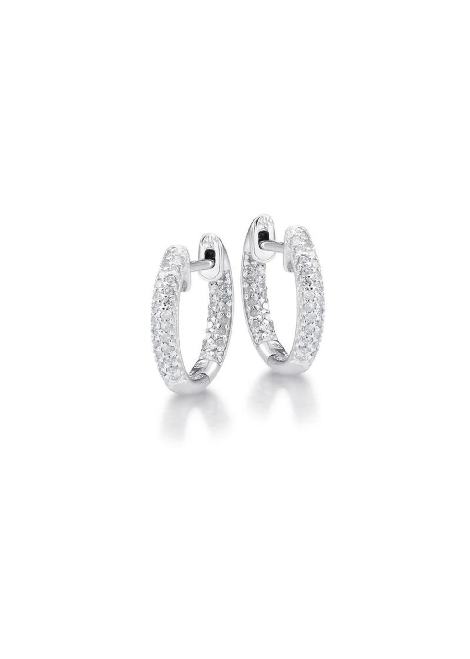 14kW Dia .25 Ctw 1/2” Small Pave Diamond Huggie Earrings 3 14kW Dia .25 Ctw 1/2” Small Pave Diamond Huggie Earrings