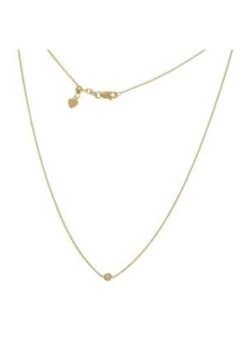 14kY 16'' Dia .02ctw Bezel Set Choker Adjustable Necklace