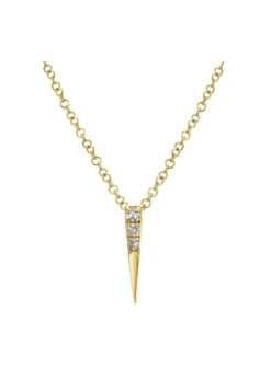 14kY Dia .05cw 17.5'' Spike With 3 Round Diamonds Necklace