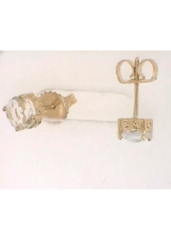 14kY White Topaz 6mm Filigree Detail Studs