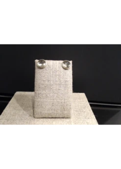 18kY Green Amethyst Checkerboard Cut Crown Collection Earrings