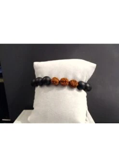 8” 10mm Matte Onyx & Rundraksha Beaded Men’s Bracelet