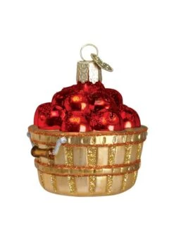 Apple Basket - Old World Charm Glass Christmas Ornament - 2.5" (comes With Gift Box)