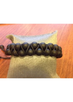Black Matte Onyx Double Row Macrame Style Bracelet W/ Black Cord