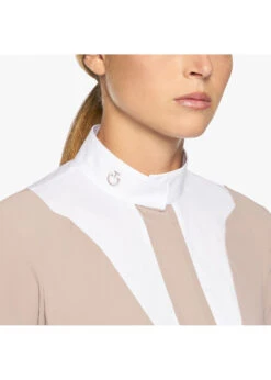 CAD212. Cavalleria Toscana Women's Jersey L/S Competition Shirt W/Poplin Bib