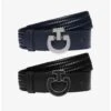 CIN083 Cavalleria Toscana CT Woman Total Black Buckle Belt