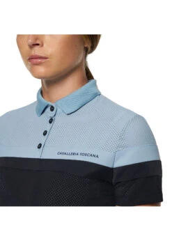 POD294 Cavalleria Toscana Women's Perforated Jersey Training Polo With Jersey Stripes -Equestrian Supply Store cavalleria toscana pod294 cavalleria toscana women 3