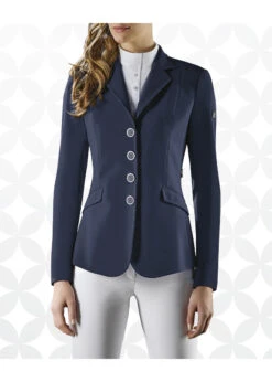 Consigned Navy Equiline Gait Woman’s Competition Jacket, Size 48, Silver Trim Around Buttons.