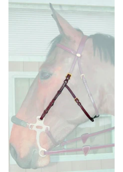 Dy'on Hackamore Cheek Pieces 1/2”, With Adjustment Strap On Jawbone, Tonal Colour Stitching, Brass Buckles