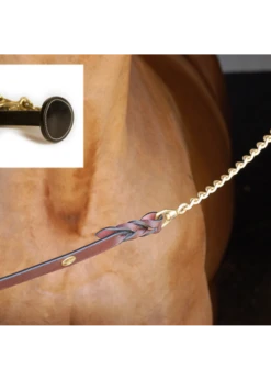 SPECIAL ORDER Dy'on Working Collection Leather Lead W/ 30" Brass Stud Chain