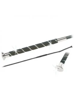 Fleck Swarovski Nubuck Handle Dressage Whip, Double Rows Swarovski