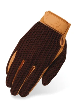 Heritage Unisex Crochet Brown Riding Gloves
