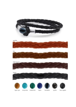 Pyrite 16” Brown Leather Double Wrap Men’s Bracelet