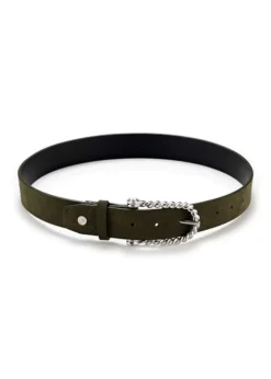 Hannah Childs Belt, Twisted Bit Collection, Forest Suede With Brused Silver Buckle